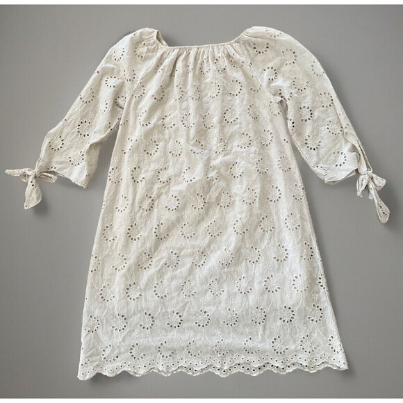 Valentina Naldi Off the Shoulder Dress NEW Sz L White Eyelet Lace Made in Italy - Picture 2 of 10